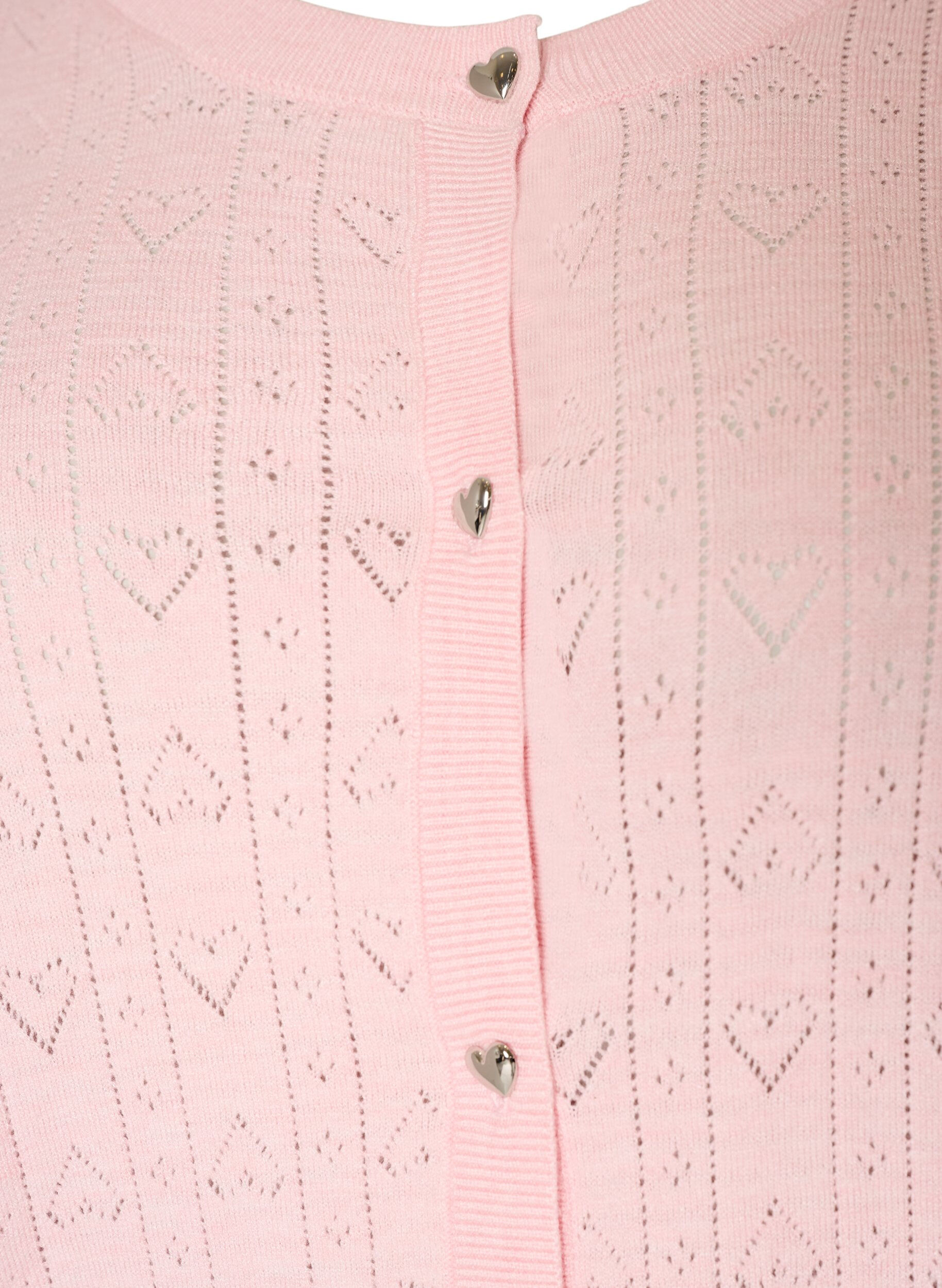 ZizziStrickjacke mit Herz-Lochstickerei, Pink, Packshot image number 2