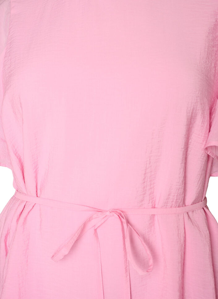 Robe longue avec manches papillon et taille &agrave; nouer, Rose, Packshot