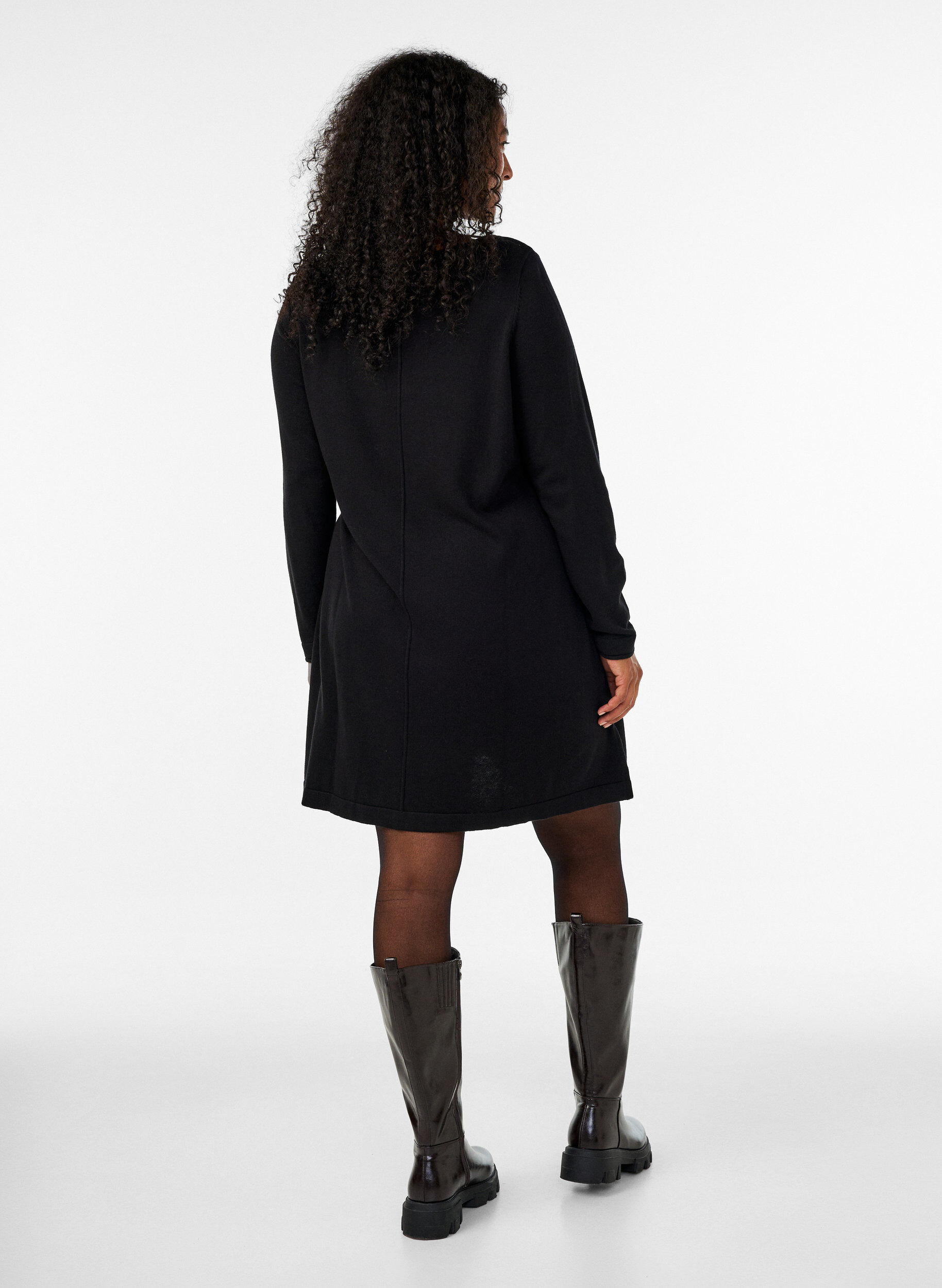 ZizziRobes tricot&eacute;es en m&eacute;lange coton-viscose, Noir, Model image number 2