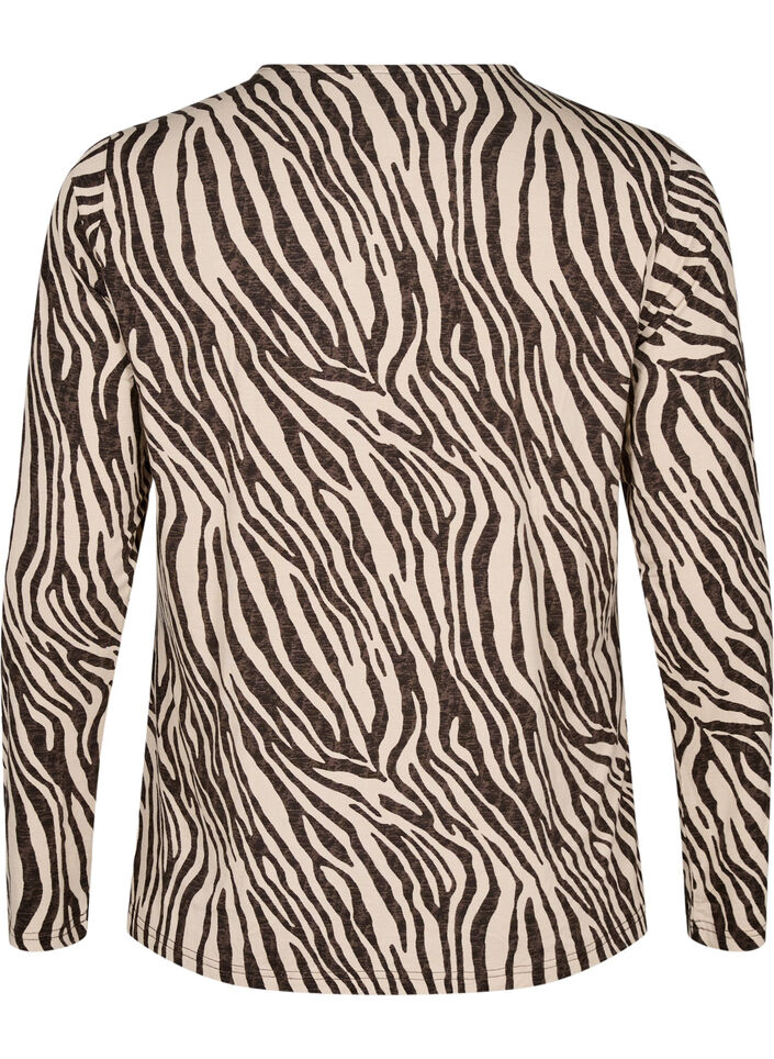 Lang&auml;rmlige Bluse mit Zebraprint, Braun, Packshot image number 1