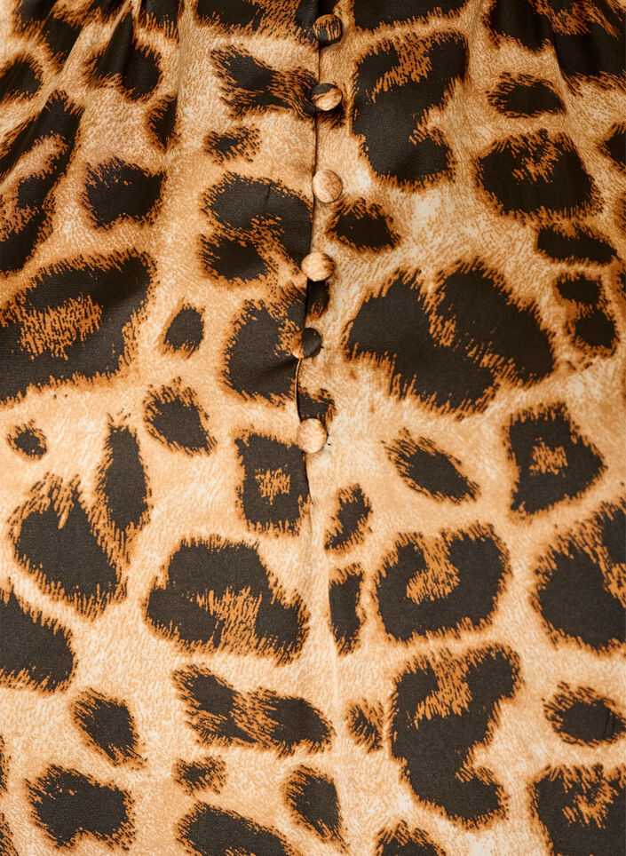 Kleid mit Leopardenmuster und R&uuml;schendetails, Braun, Packshot