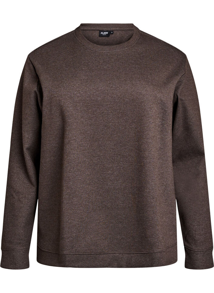 Sweat-shirt &agrave; col ras du cou, Marron, Packshot image number 0