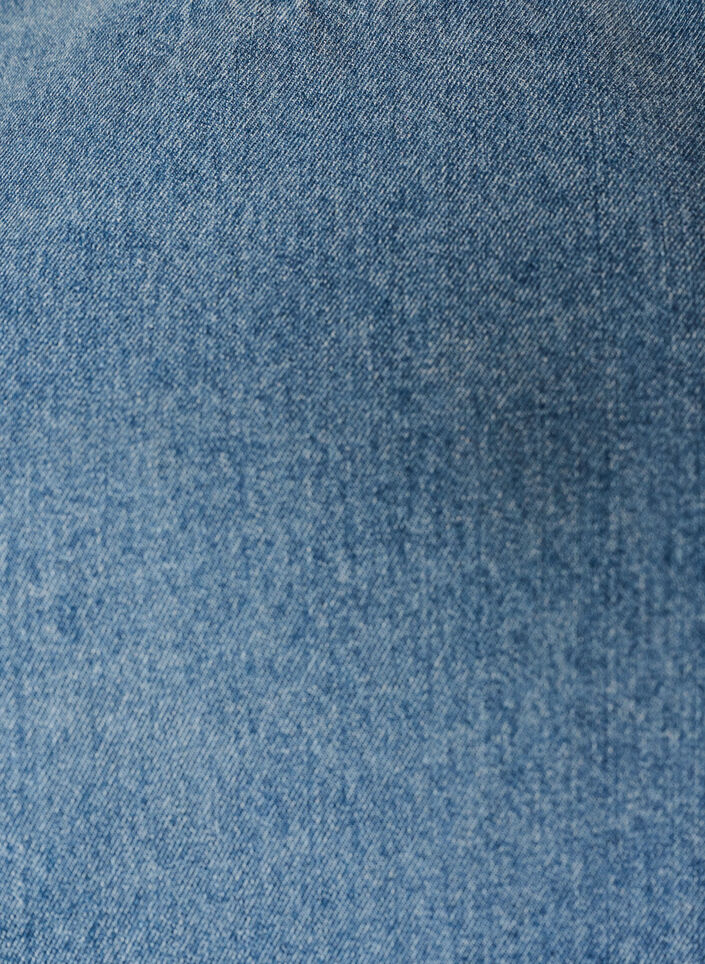 Kurz&auml;rmelige Jeansbluse mit Lochstickerei, Blau, Packshot image number 2