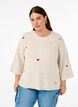 Strickbluse mit Herzen und 3/4-&Auml;rmeln, Beige, Model image number 0