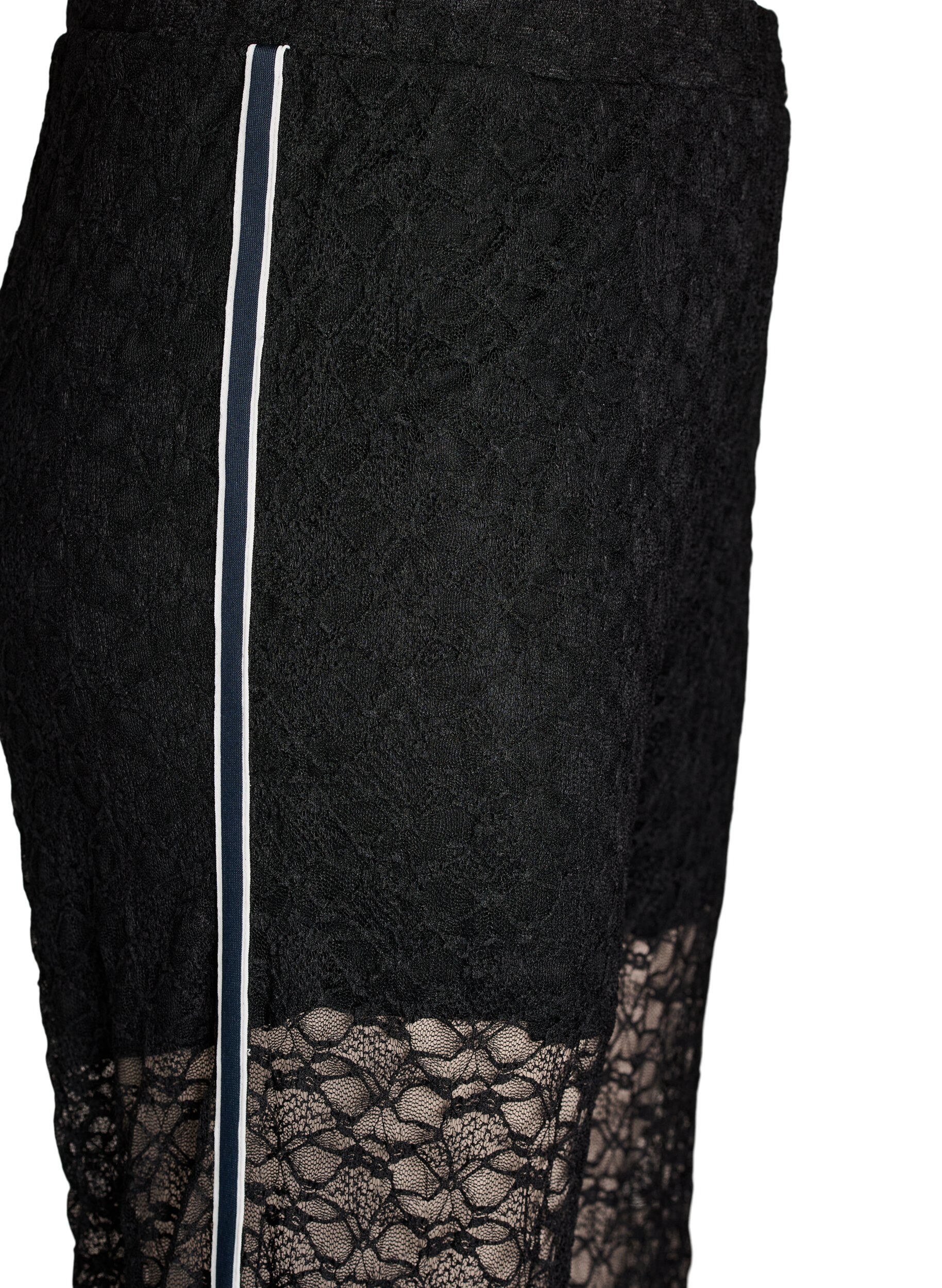 ZizziPantalon &agrave; coupe ample en dentelle transparente, Noir, Packshot image number 3