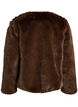 Veste courte en fausse fourrure ouverte sur le devant, Marron, Packshot image number 1