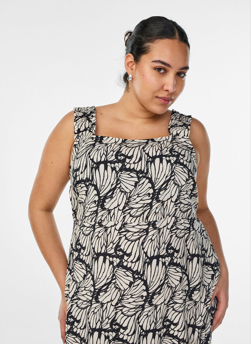 Robe d'&eacute;t&eacute; avec bretelles larges, Noir, Model image number 2