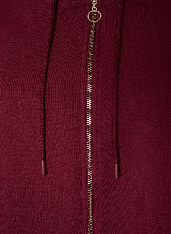 Cardigan long &agrave; capuche avec fermeture &eacute;clair, Bordeaux, Packshot image number 2