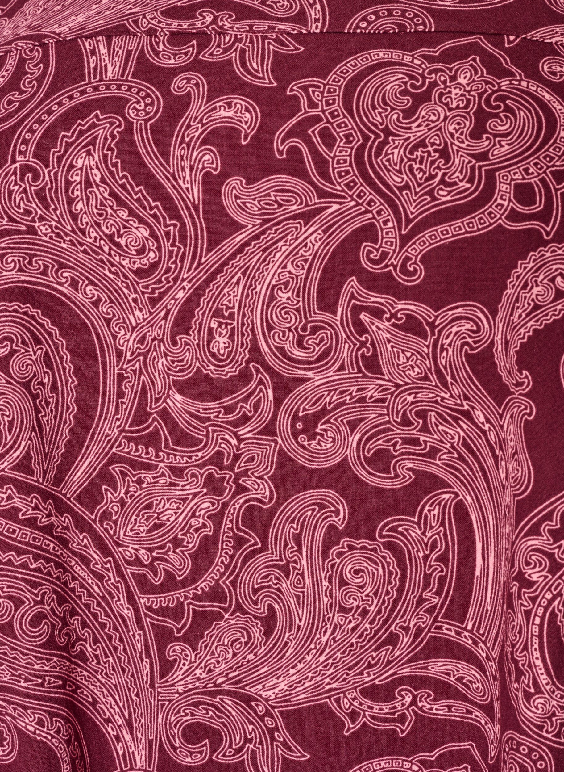 ZizziRobe courte en coton avec un ourlet &eacute;lastique et des manches longues, Bordeaux fonc&eacute;, Packshot image number 2