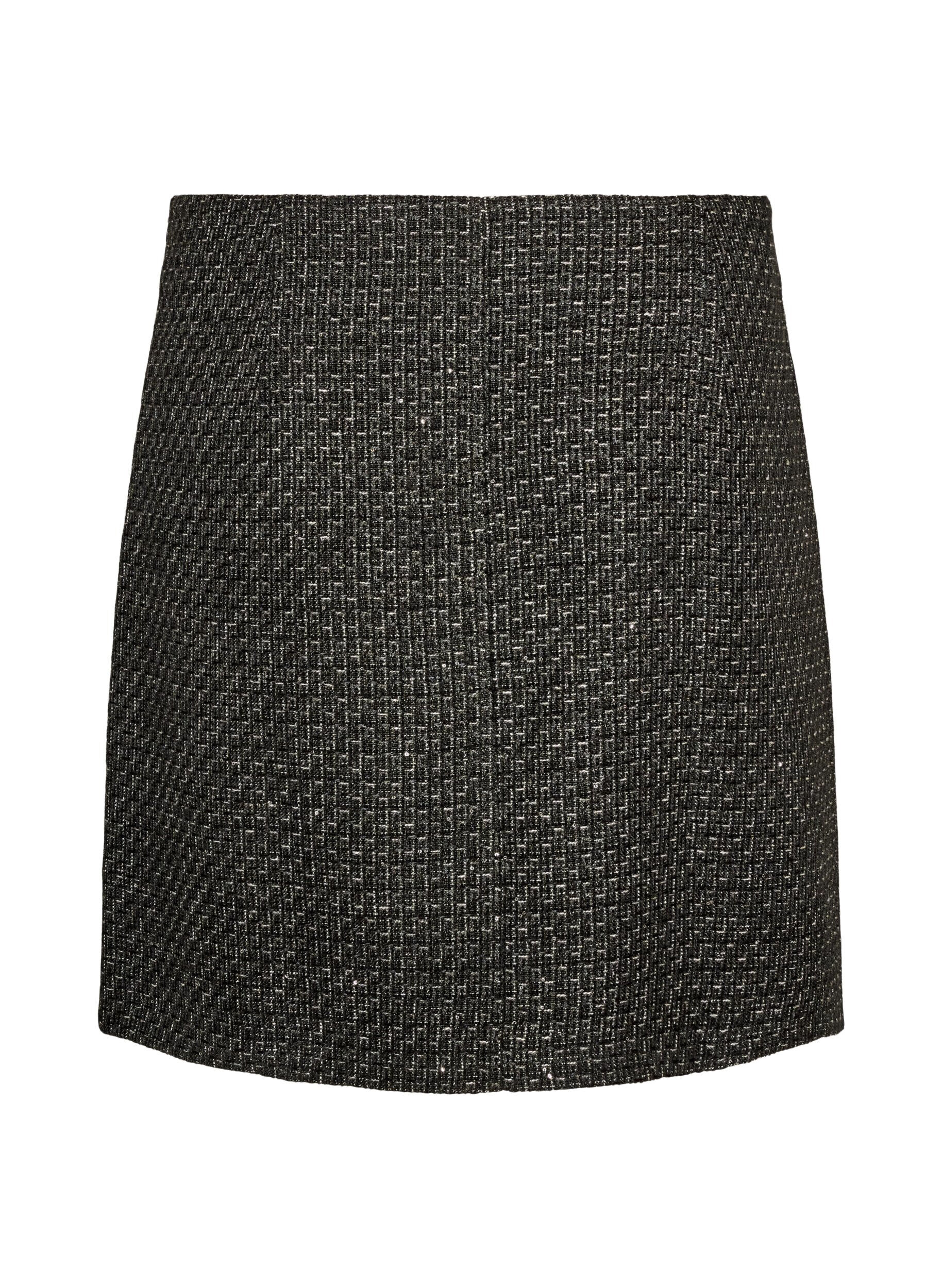 ZizziJupe courte en boucl&eacute; avec sequins, Noir, Packshot image number 1