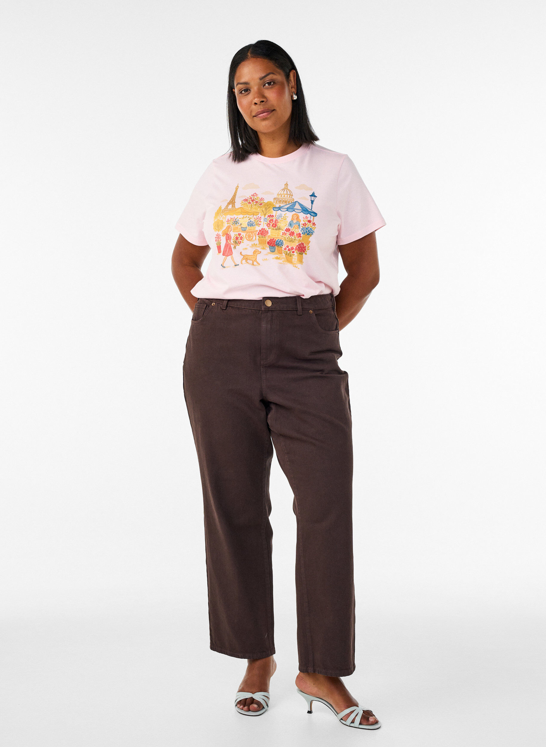 ZizziT-Shirt aus Bio-Baumwolle mit Frontprint, Rot, Model image number 1