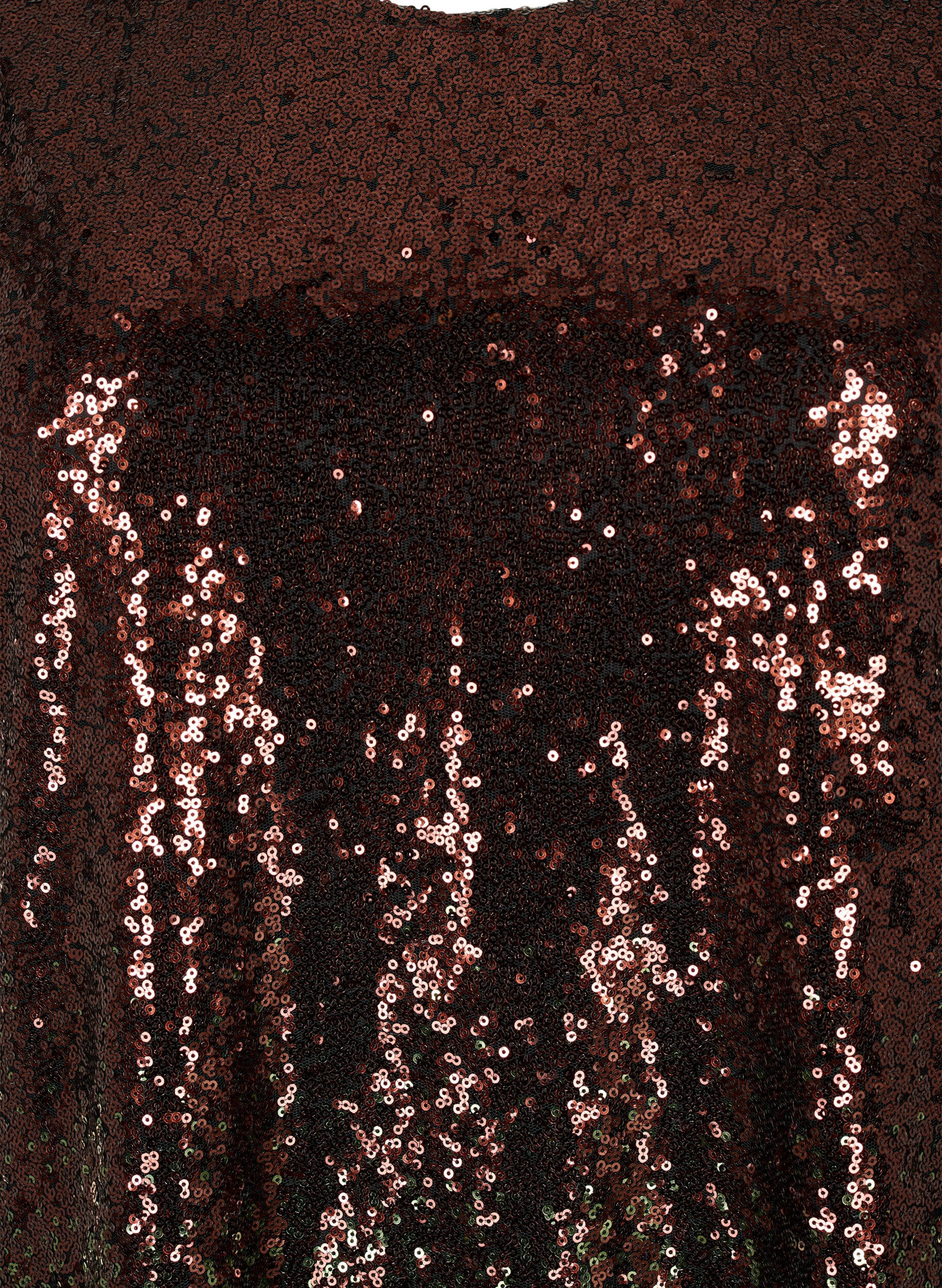 Zizzi Robe &agrave; paillettes avec manches bouffantes, Scarab Ch. Coffee, Packshot image number 2