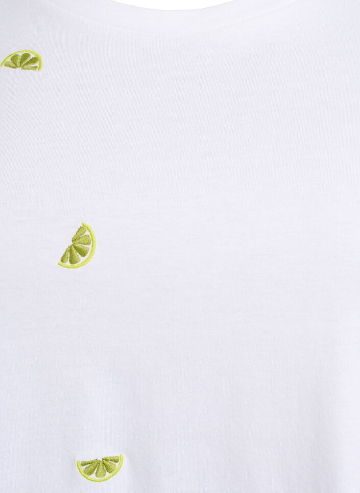T-Shirt aus Bio-Baumwolle mit aufgestickten Motiven, Weiß, Packshot image number 2