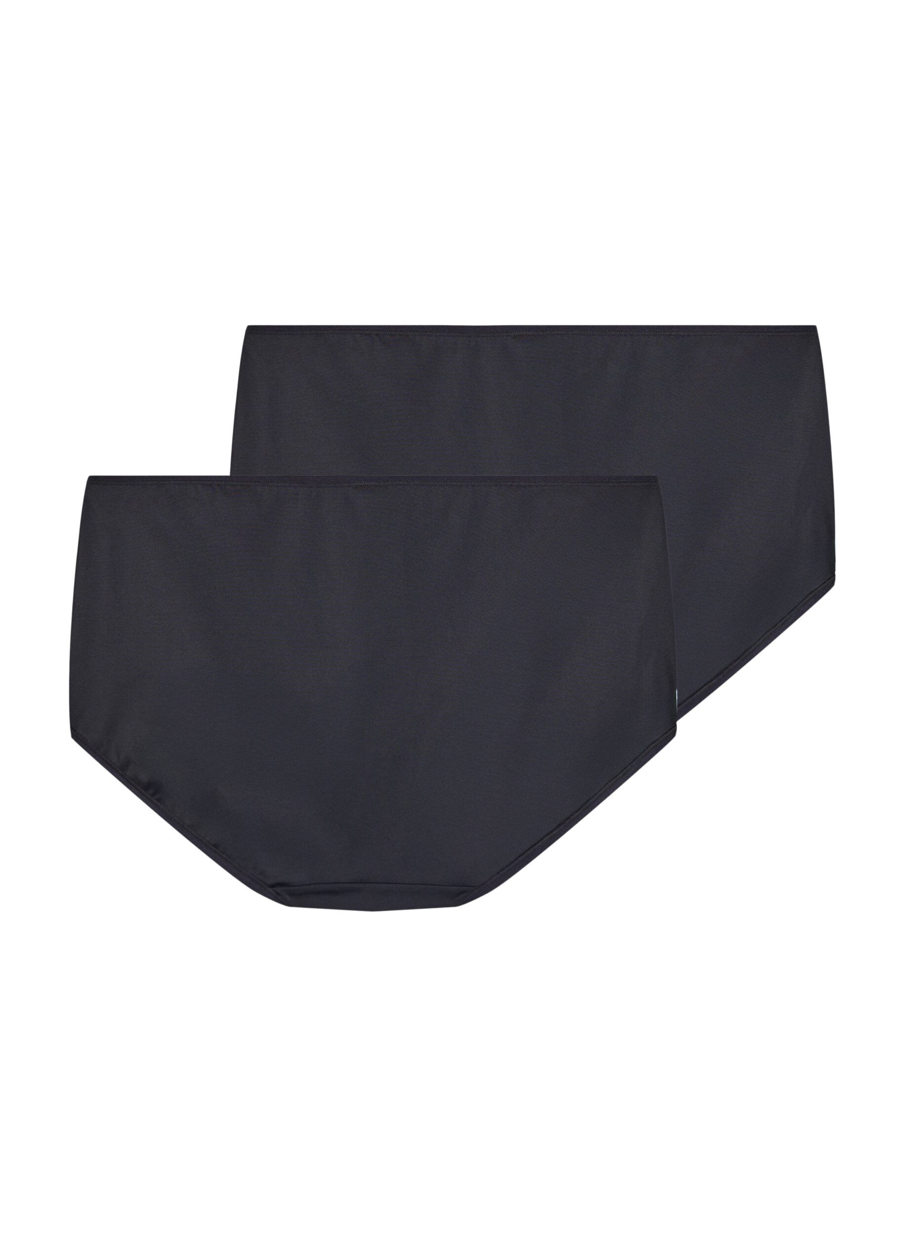 Zizzi Pack de 2 culottes avec taille r&eacute;guli&egrave;re, Noir, Packshot image number 1
