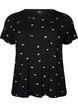 Haut de pyjama &agrave; imprim&eacute; floral et texture c&ocirc;tel&eacute;e, Noir, Packshot image number 0