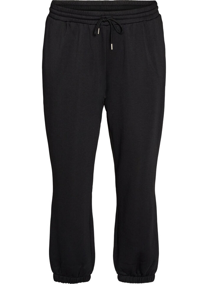 Pantalon de jogging taille haute avec cordon de serrage, Noir, Packshot image number 0