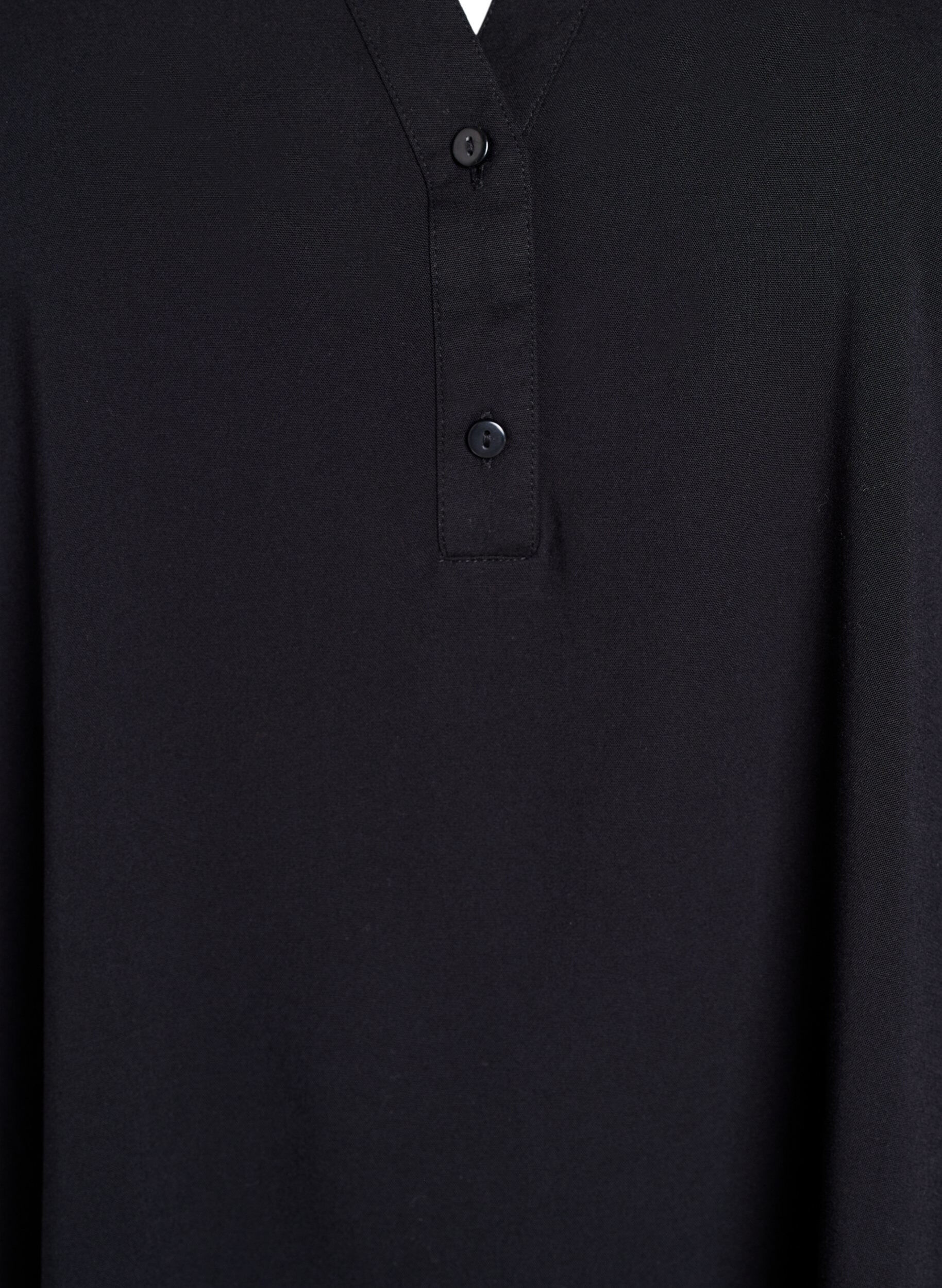 Zizzi FLASH - &Auml;rmellose Viskosebluse, Schwarz, Packshot image number 2