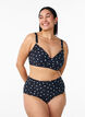Hoch taillierte Bikinihosen mit Muster, Schwarz, Model image number 0