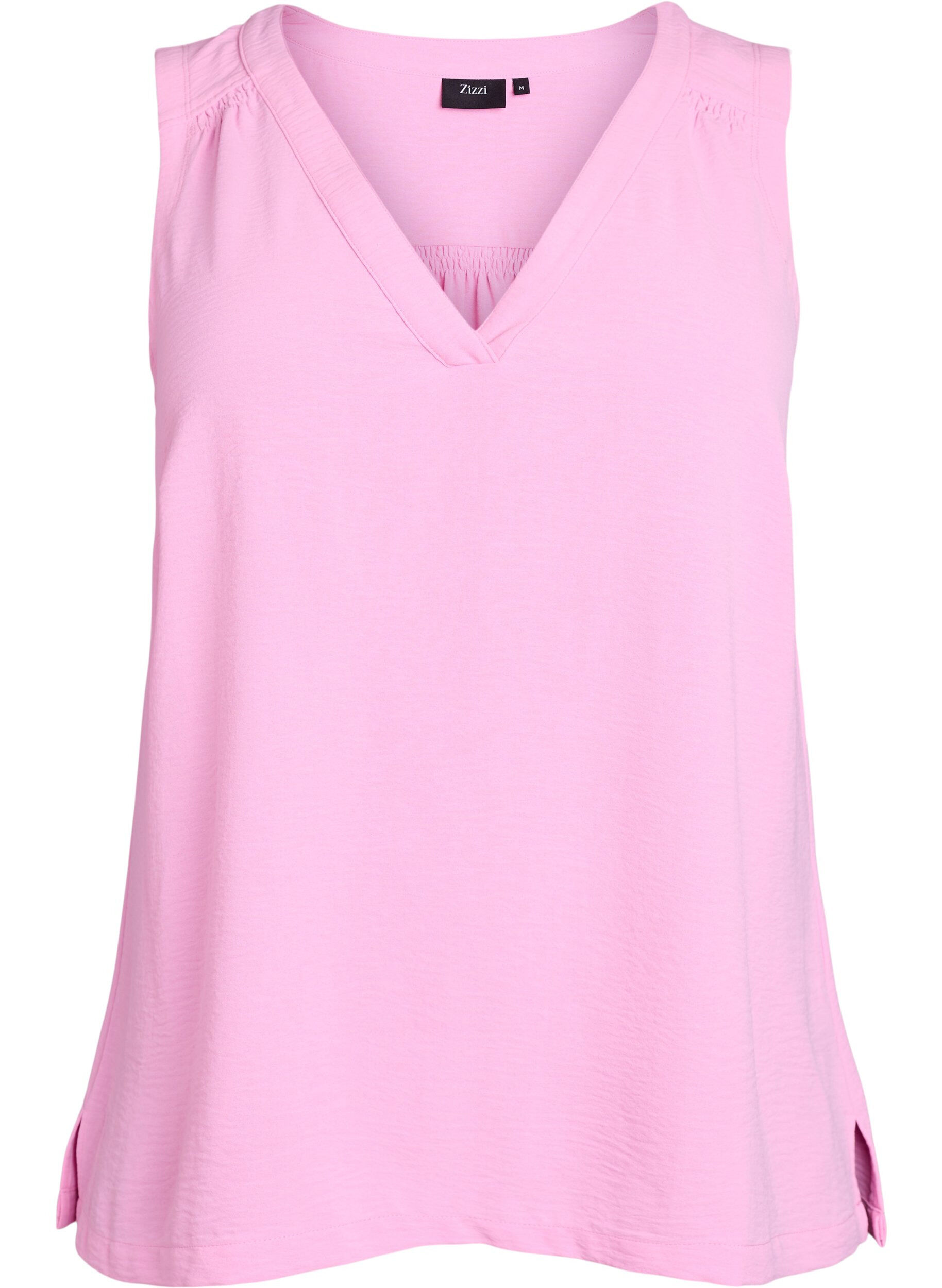 Zizzi&Auml;rmelloses Oberteil mit Faltendetails, Pink, Packshot image number 0