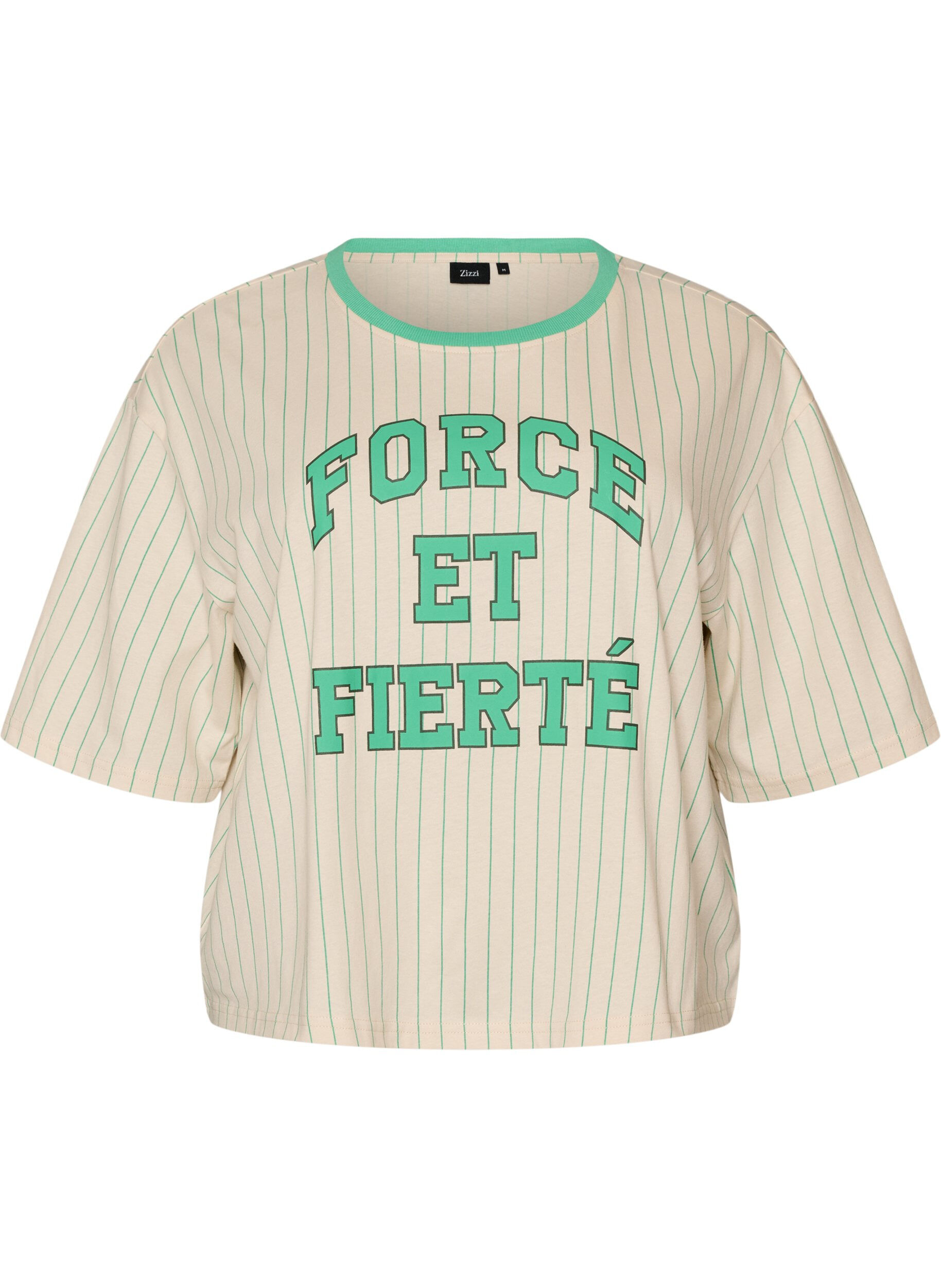 T-shirt boxy &agrave; rayures avec imprim&eacute; statement