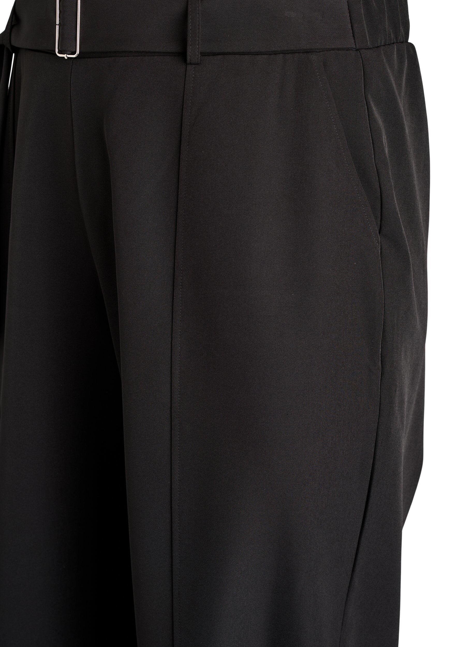 Zizzi Pantalon taille haute avec ceinture, Noir, Packshot image number 2