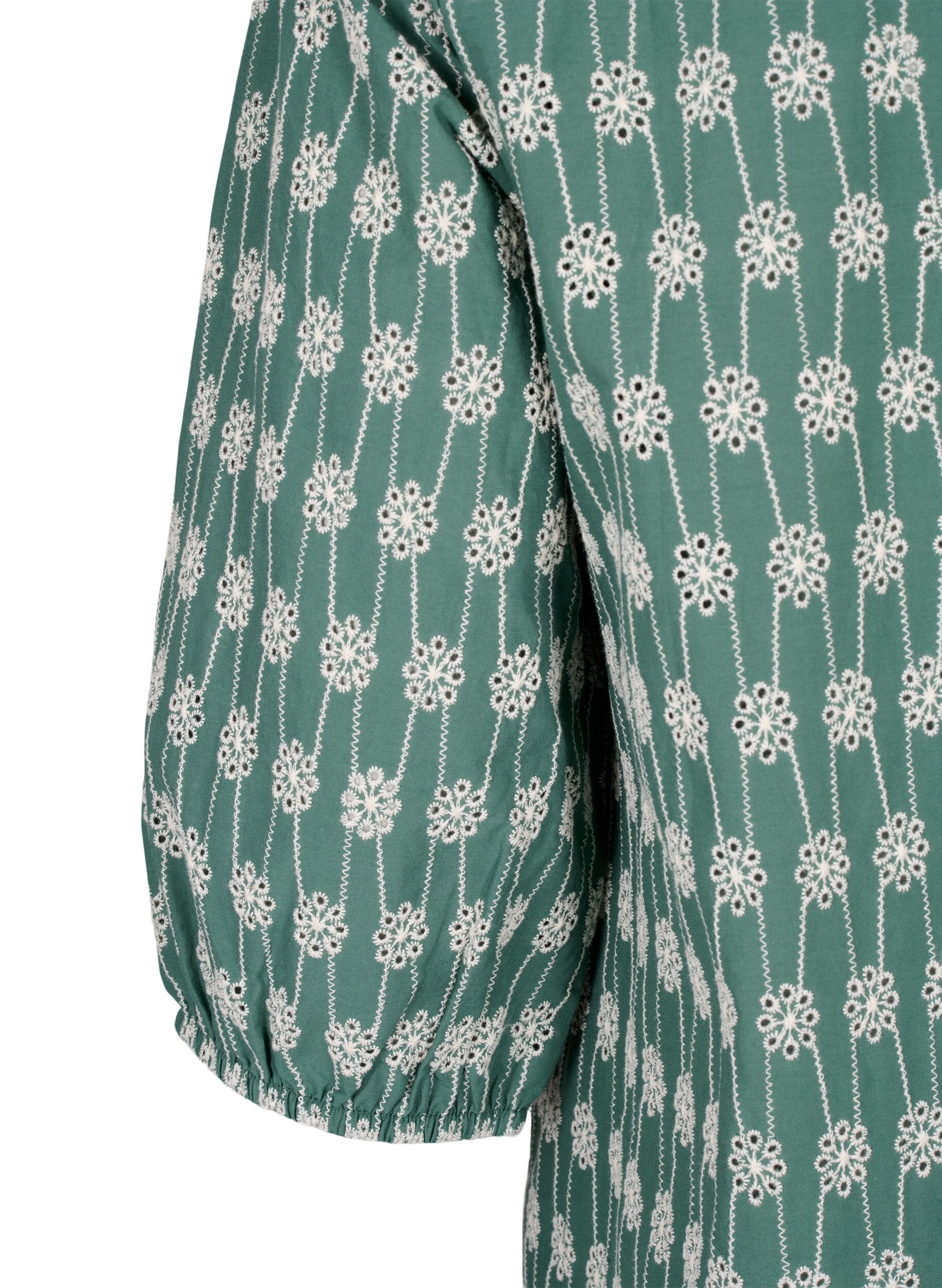 Zizzi  Baumwoll-Hemdbluse mit Blumenmuster, Dark Forest, Packshot image number 3