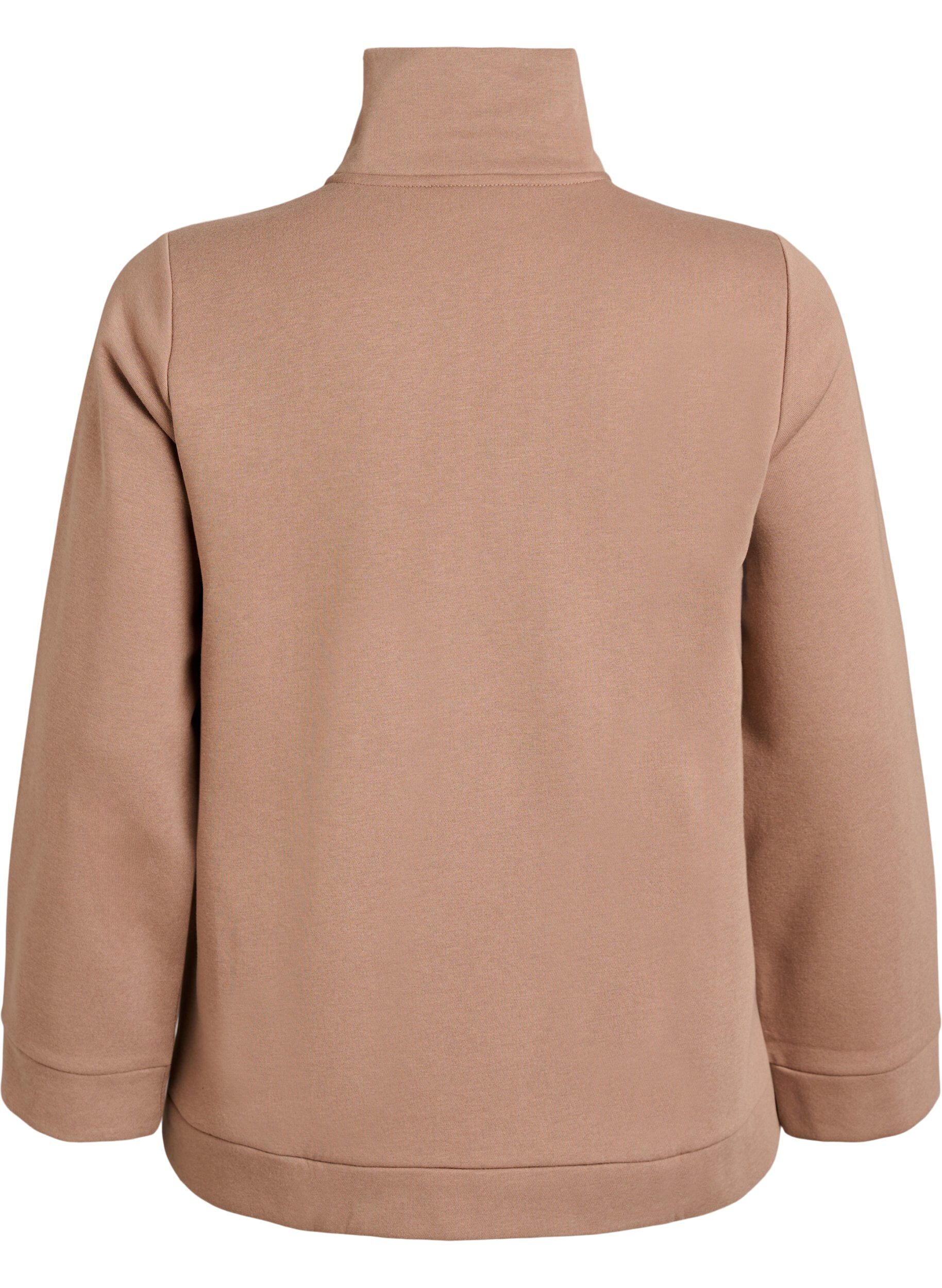 Zizzi Sweatshirt &agrave; col montant et fermeture zipp&eacute;e, Marron, Packshot image number 1