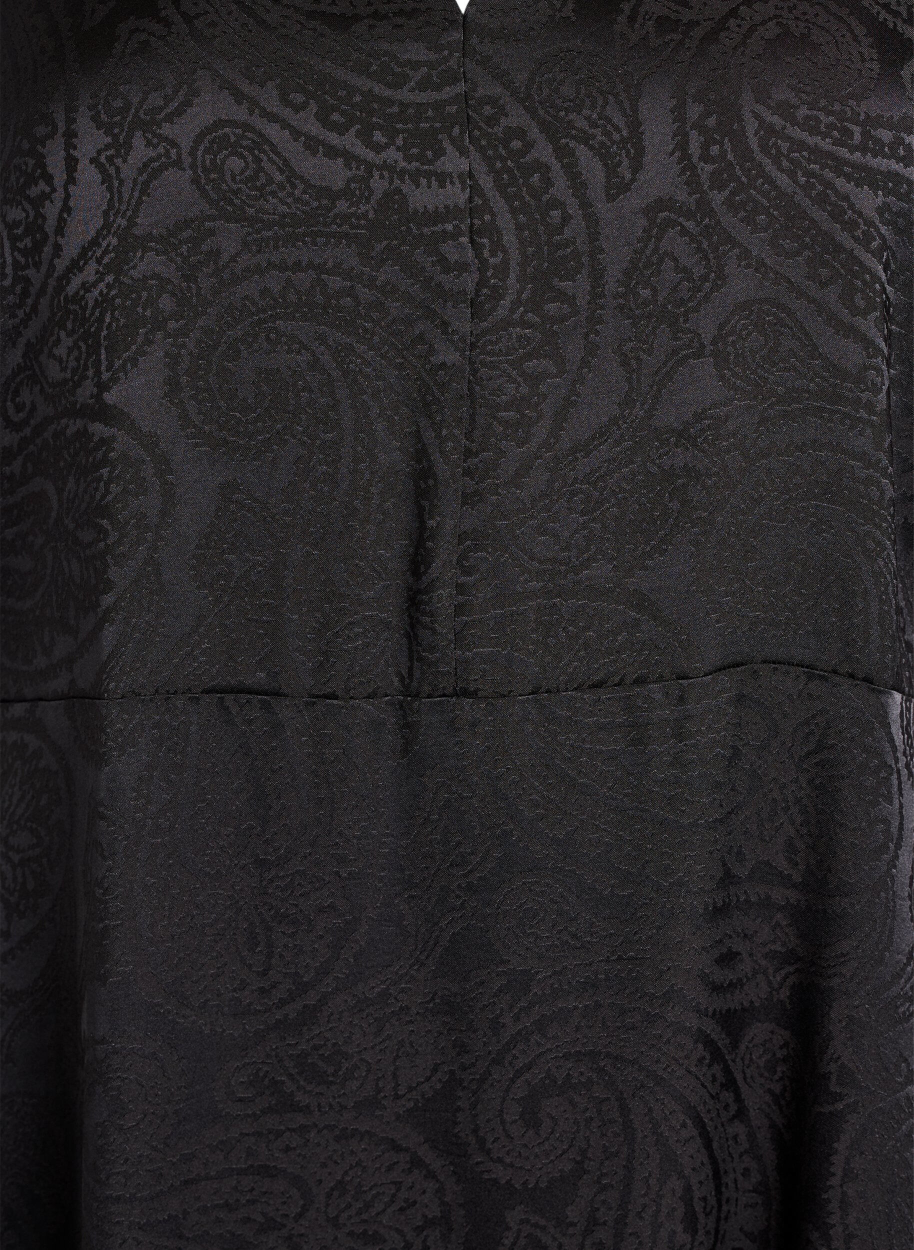 Zizzi Midikleid aus Jacquard mit Paisleymuster und Fl&uuml;gel&auml;rmeln, Schwarz, Packshot image number 2
