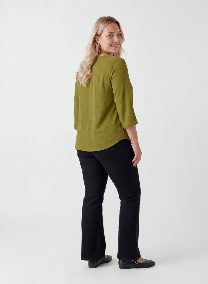 Chemisier &agrave; manches 3/4, Vert, Model image number 2