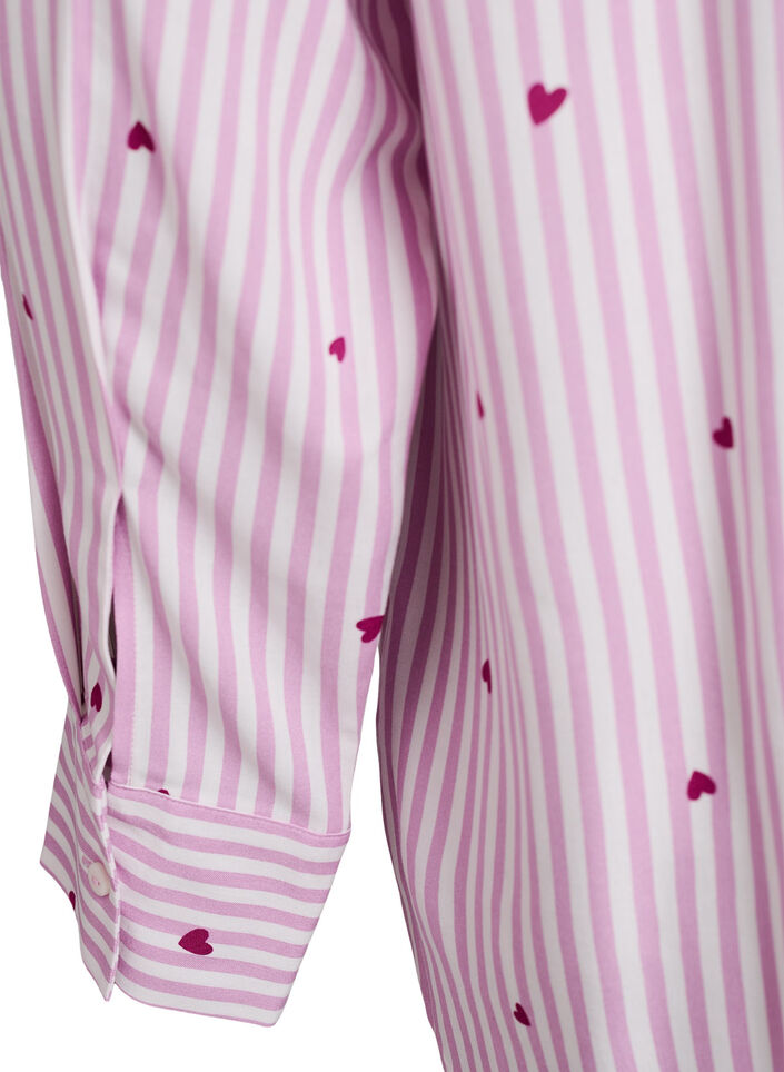 Chemise de nuit &agrave; rayures et c&oelig;urs, Rose, Packshot image number 3