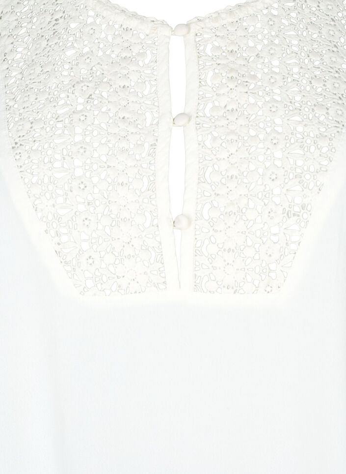 Viskose Bluse mit 1/2 &Auml;rmeln und Stickerei-Detail, Snow White, Packshot image number 2