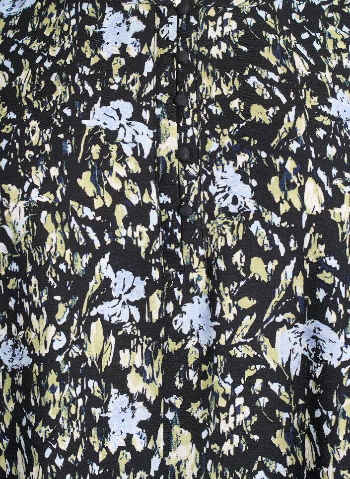 Chemisier &agrave; manches longues avec motif et boutons, Noir, Packshot image number 2