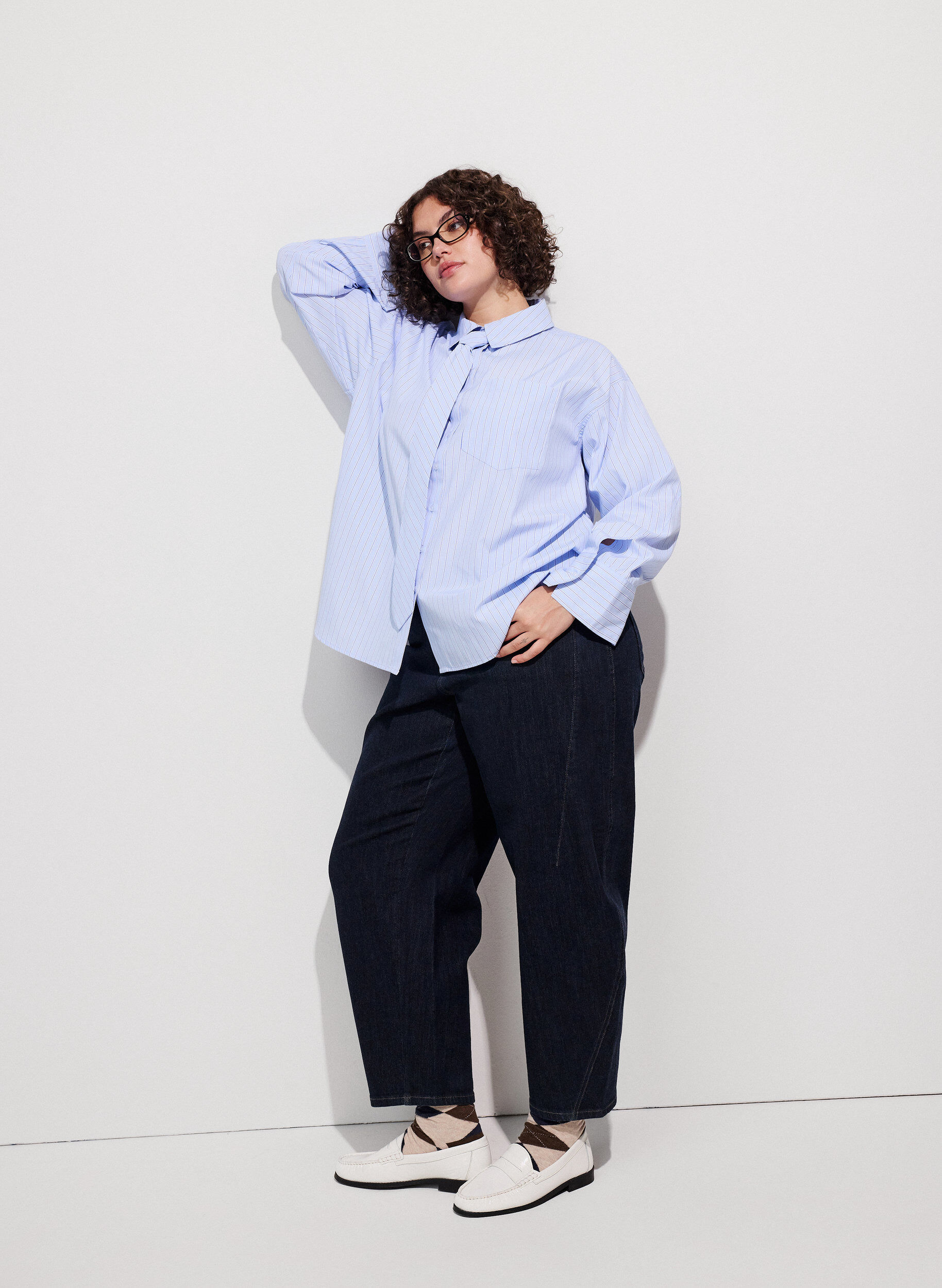 ZizziLockere Bluse mit Bindeband, Blau, Image image number 0