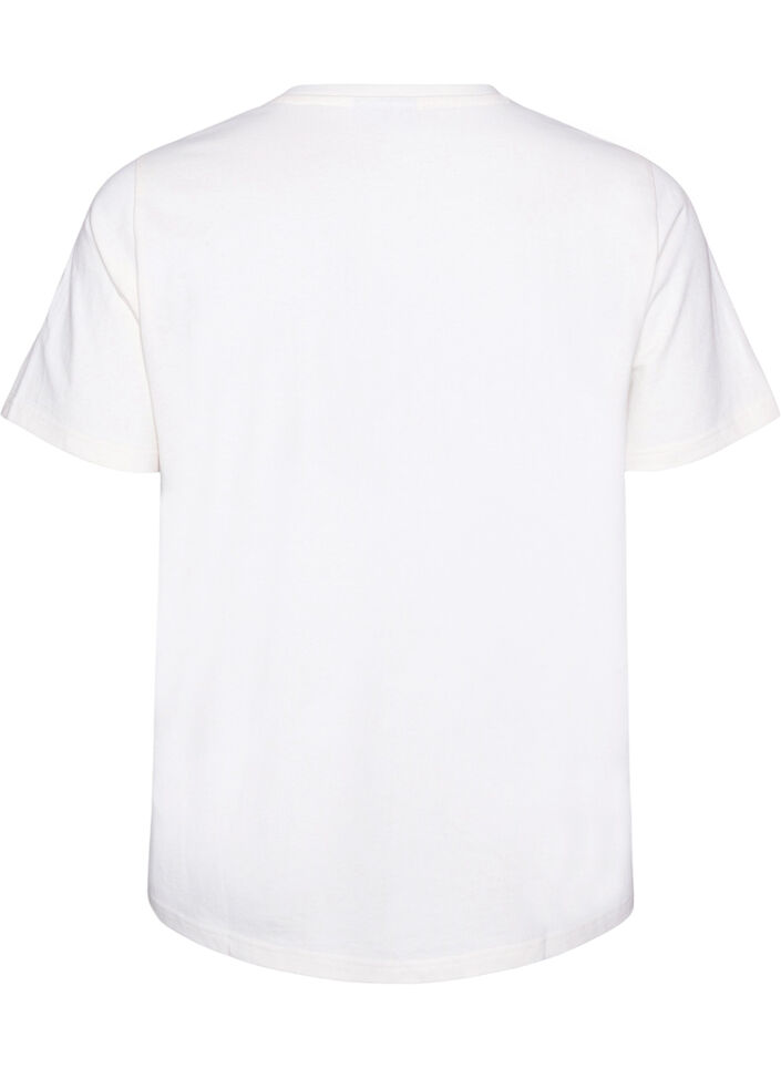 T-shirt en coton avec texte imprim&eacute;, Blanc, Packshot image number 1