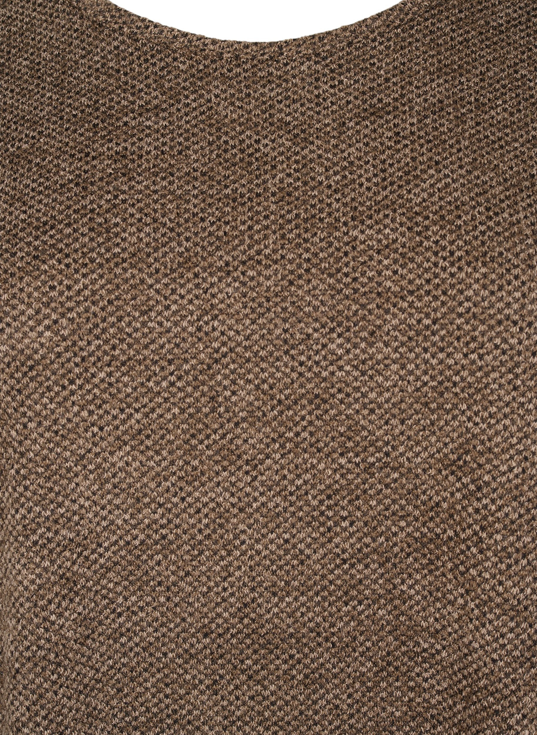 Zizzi Chemisier en m&eacute;lange avec col rond et manches longues, Caribou, Packshot image number 2