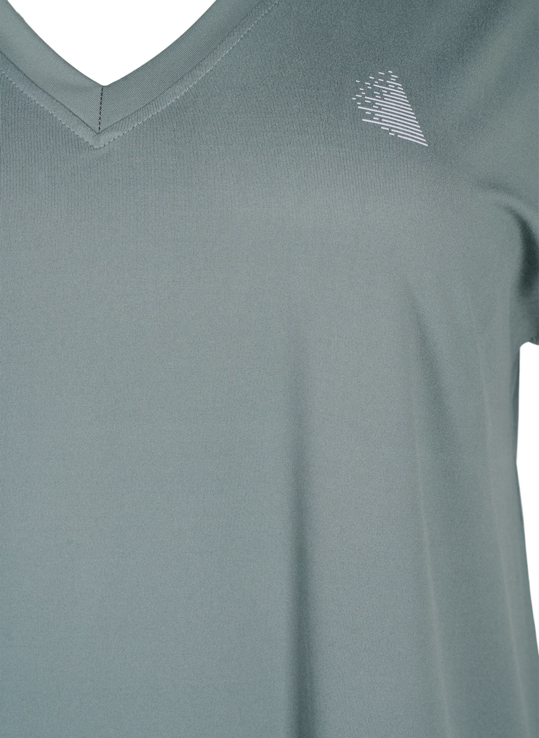 Zizzi Lockeres Trainings-T-Shirt mit V-Ausschnitt, Balsam Green, Packshot image number 2