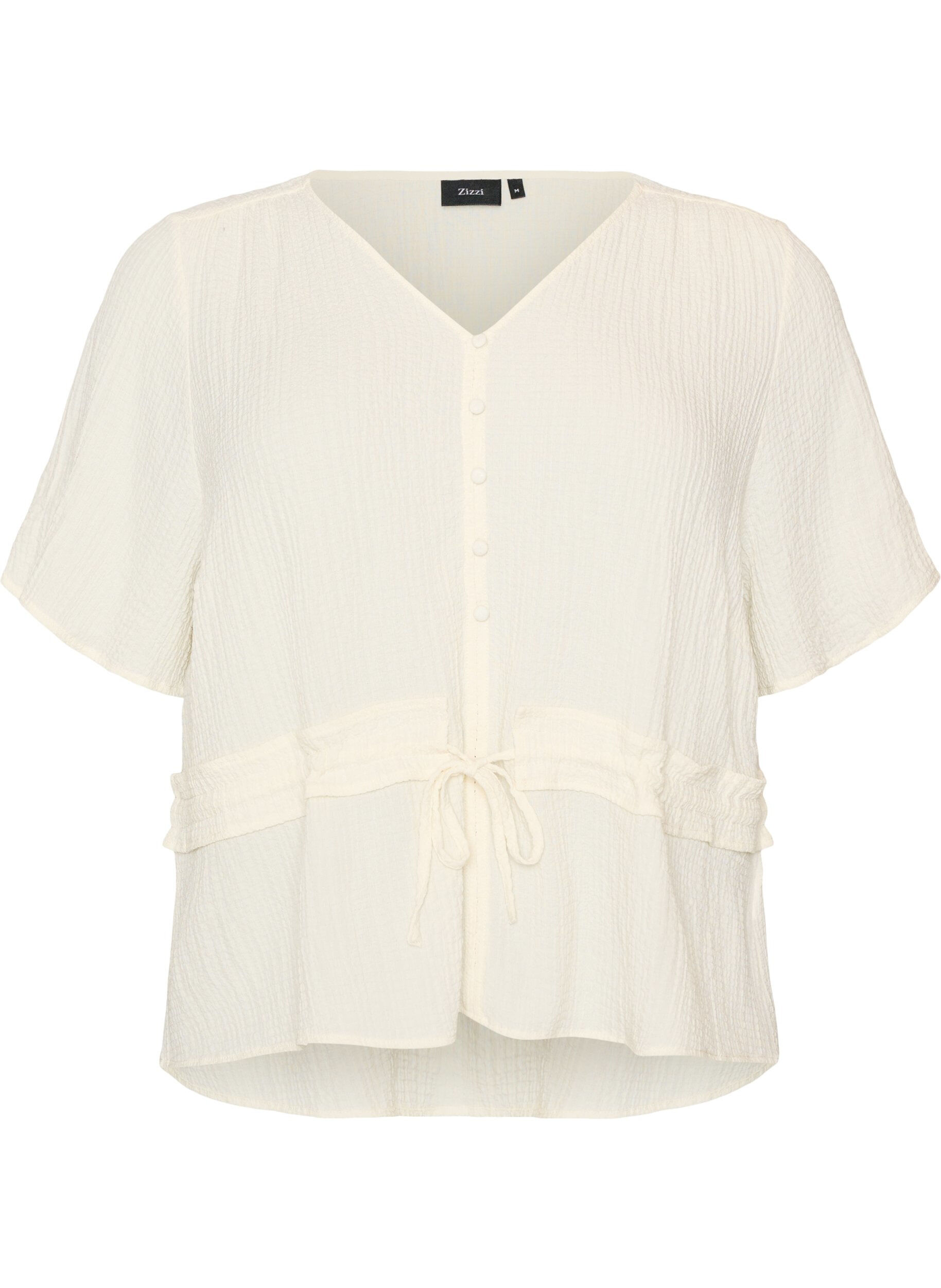 ZizziBluse mit Struktur und Taillenbindung, Vanille, Packshot image number 0