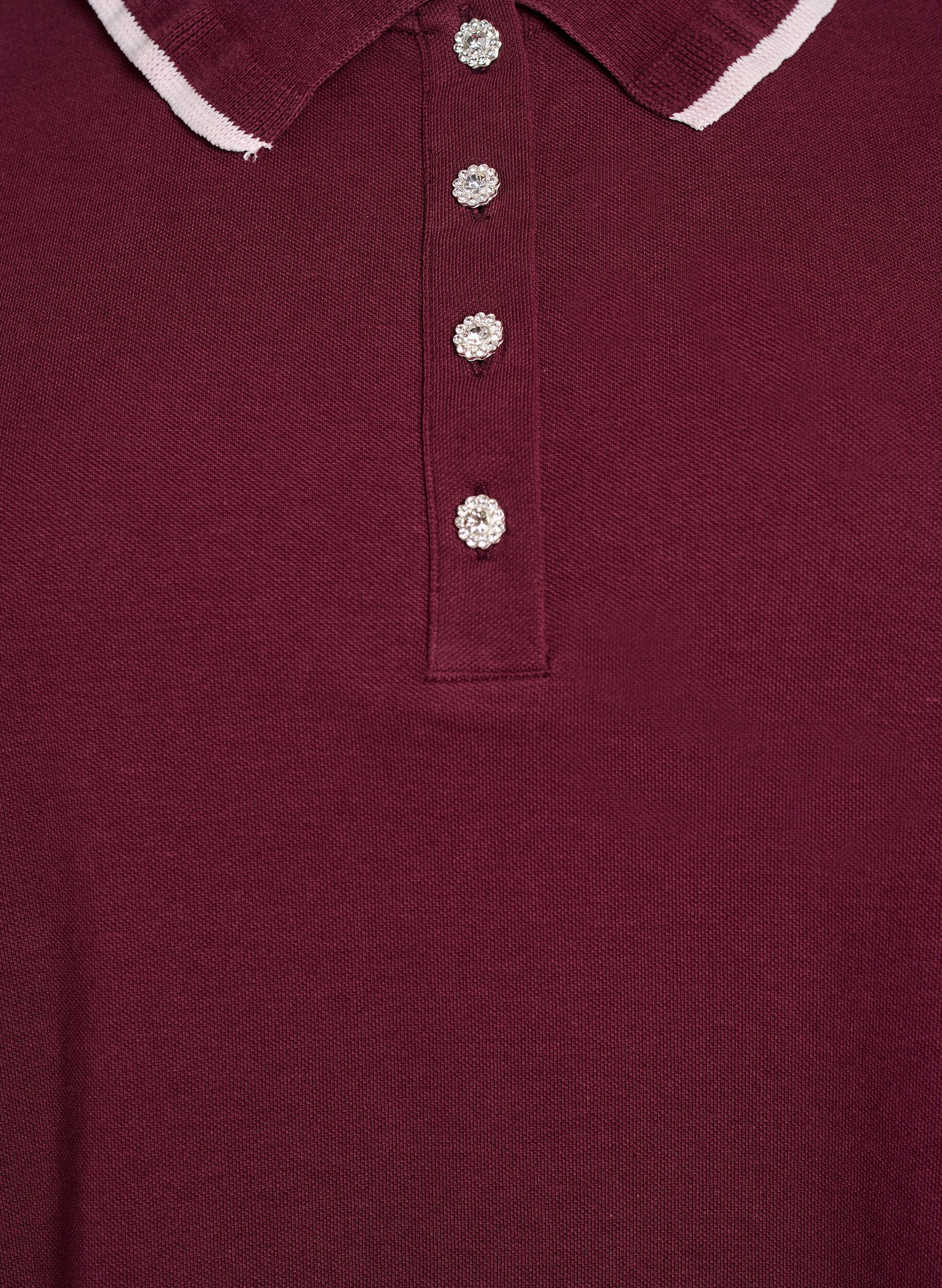 Zizzi Poloshirt mit Strasssteinen und R&uuml;schendetails, Rot, Packshot image number 2