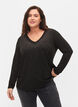Blouse avec similis et manches longues, Black, Model image number 0