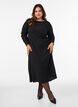 Robe midi avec une texture ondul&eacute;e et des manches longues, Noir, Model image number 1