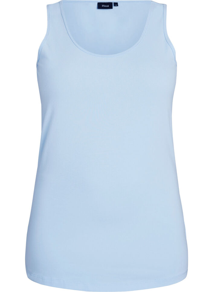 Einfarbiges Basic Top aus Baumwolle, Blau, Packshot image number 0
