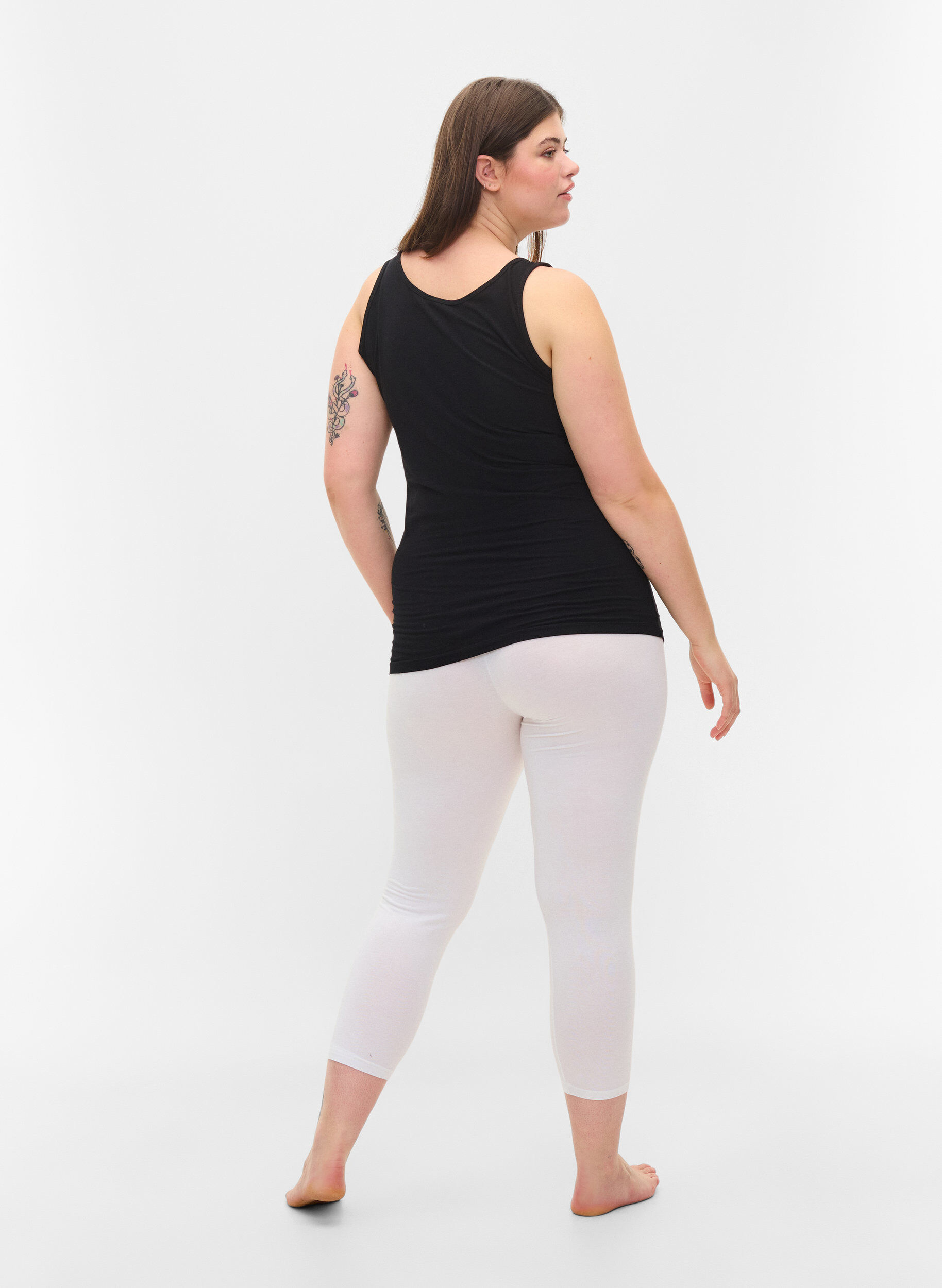 Zizzi Legging 3/4 basique, Bright White, Model image number 1