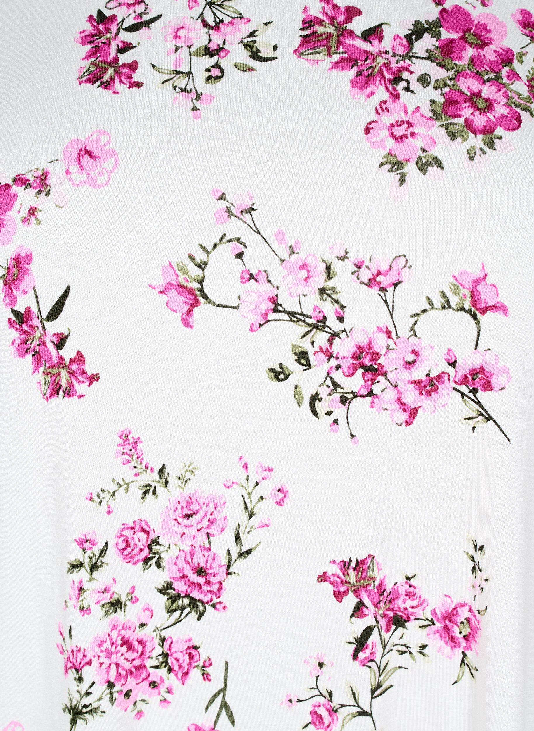 Zizzi T-Shirt mit floralem Print, Pink, Packshot image number 2