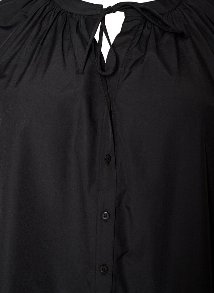 Chemisier avec fermeture boutonn&eacute;e et ceinture &agrave; nouer, Noir, Packshot image number 2