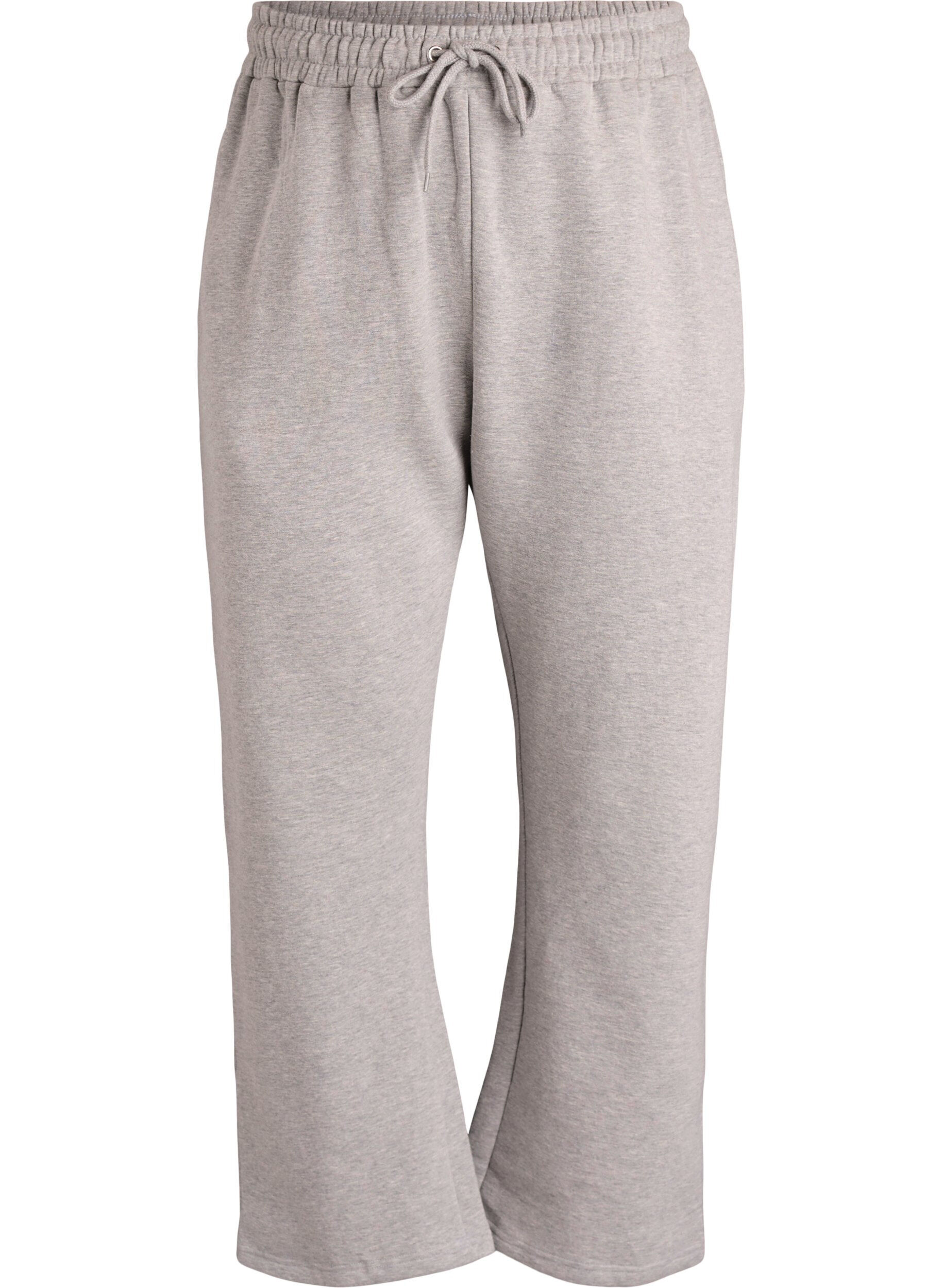 Zizzi Pantalon de jogging taille haute avec int&eacute;rieur bross&eacute;, Gris, Packshot image number 0