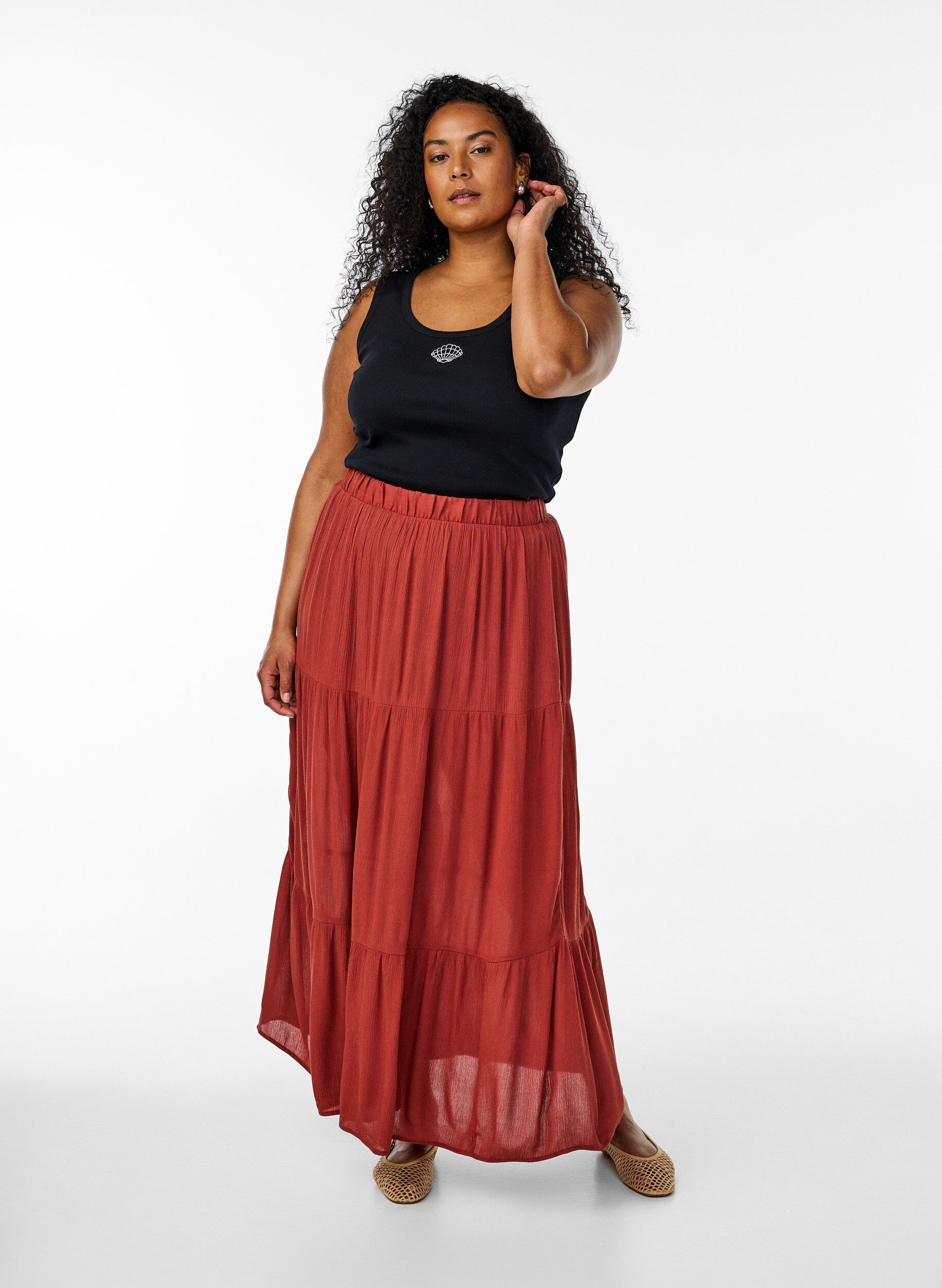 ZizziHaut ajust&eacute; avec motif, Noir, Model image number 1