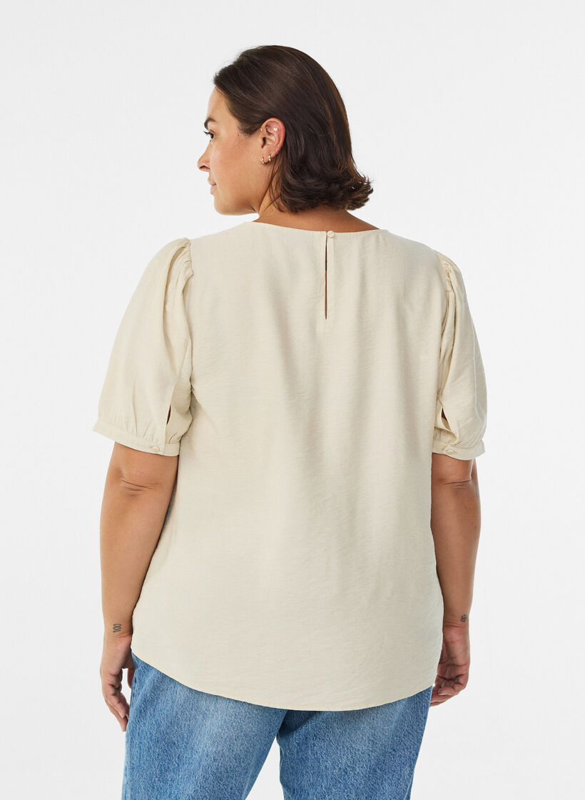 Bluse aus Viskose mit halben &Auml;rmeln, Beige, Model image number 2