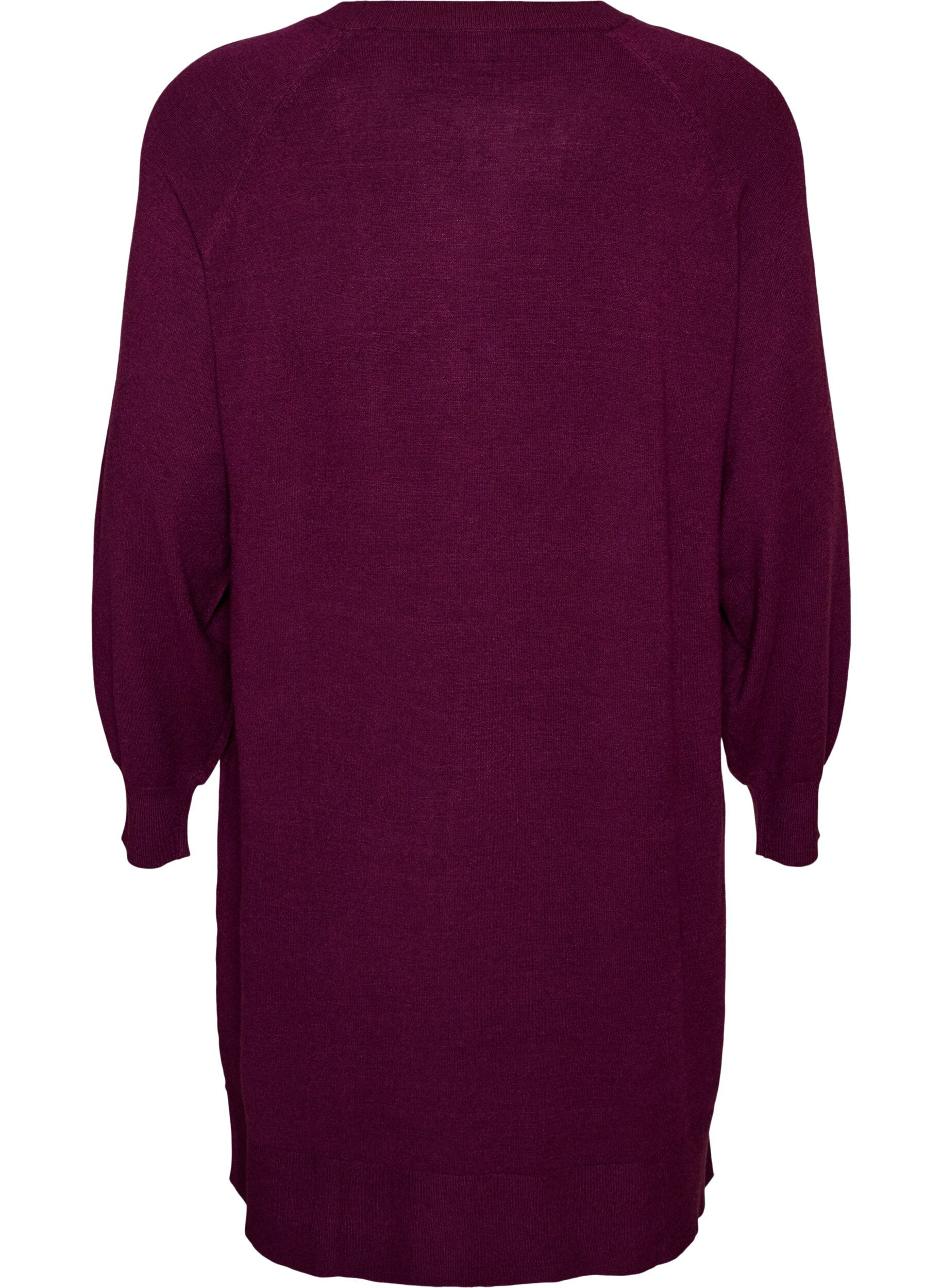 ZizziRobe courte en maille &agrave; manches raglan et couture centrale, Bordeaux, Packshot image number 1