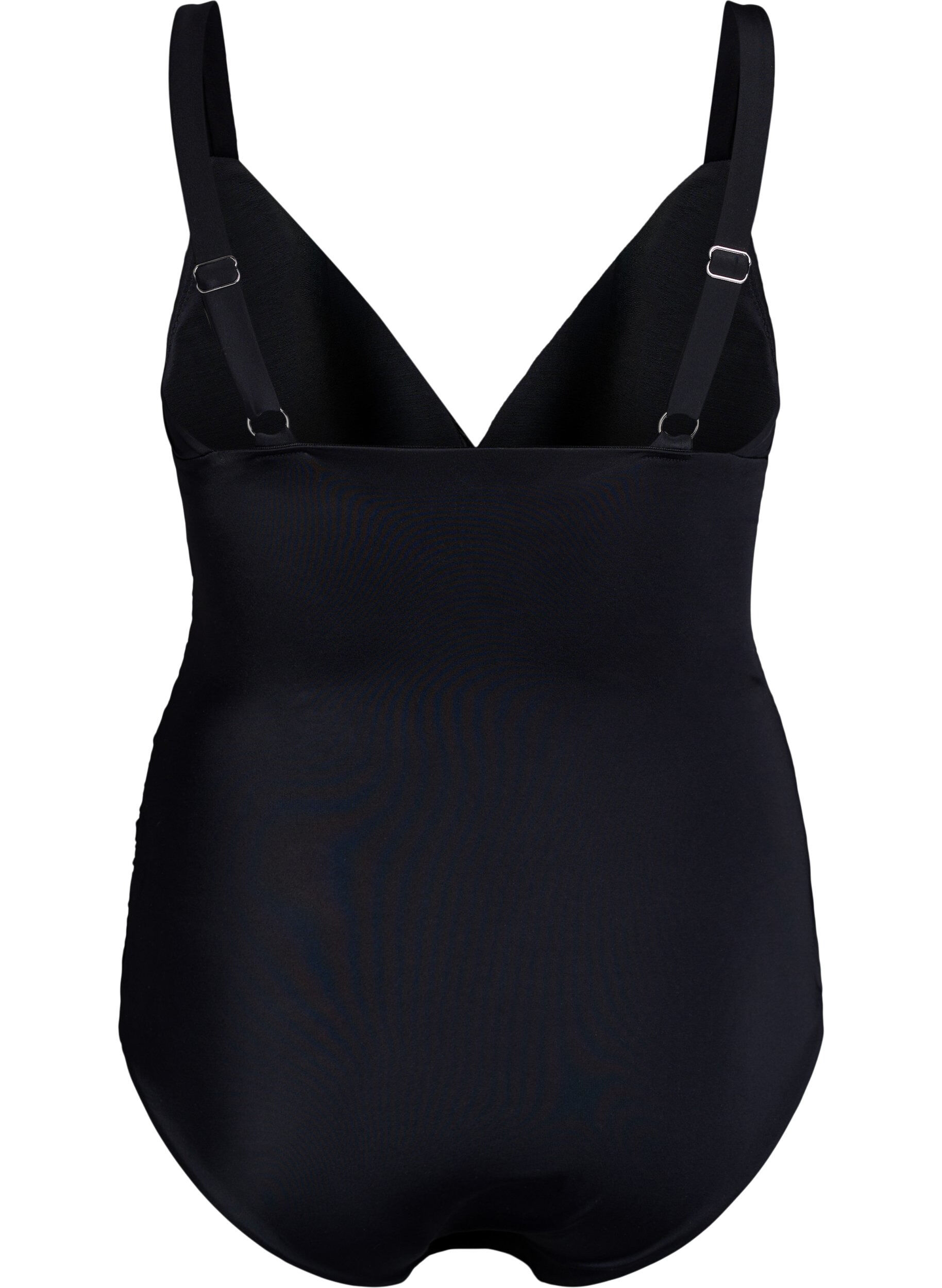 Zizzi Maillot de bain avec d&eacute;collet&eacute; en V et d&eacute;tails en maille, Noir, Packshot image number 1