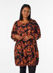 Robe courte en coton avec un ourlet &eacute;lastique et des manches longues, Noir, Model image number 0